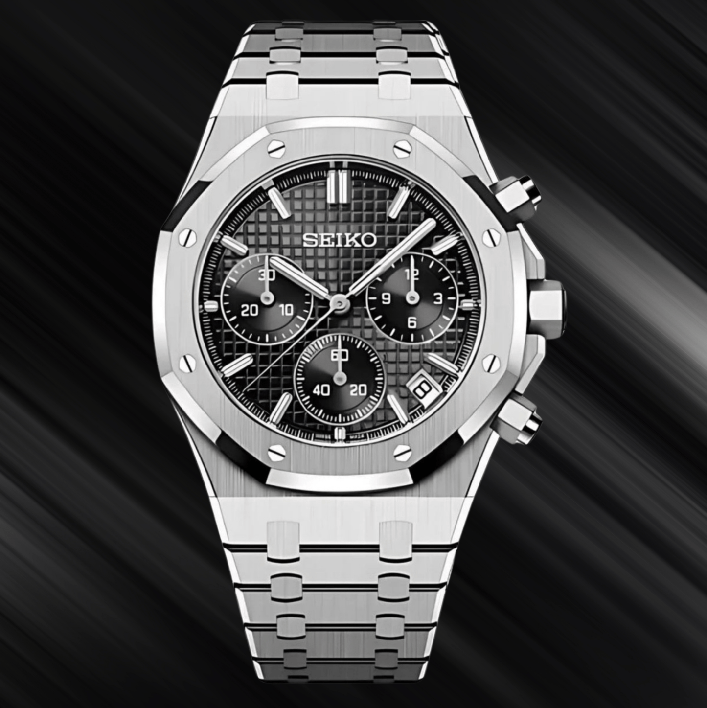 Seiko Mod Royal Oak Chronograph Black