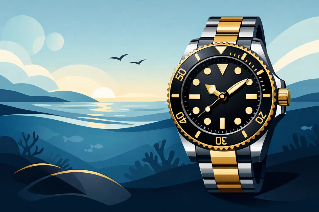 Seiko Mod Submariner Two-Tone Black Elegance