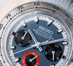 Seiko Daytona Mod Blue Dial Red Subdial Transparent Case