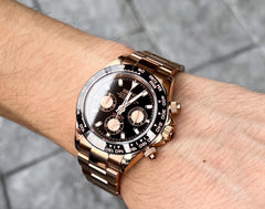 Seiko Daytona Mod Rose Gold Black Dial