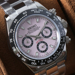 Seiko Daytona Mod Steel Blush Pink Dial