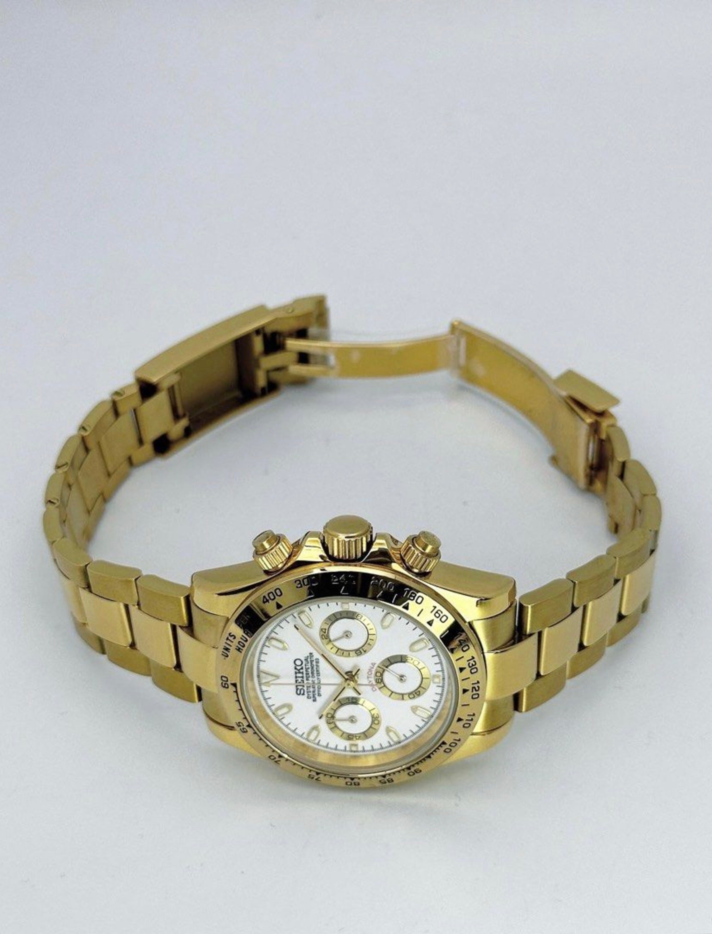 Seiko Daytona Mod Gold White Dial