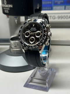 Seiko Daytona Mod Stainless Steel Case Godzilla Black Arabic Dial