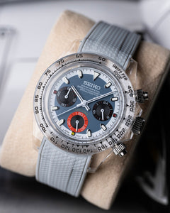 Seiko Daytona Mod Blue Dial Red Subdial Transparent Case