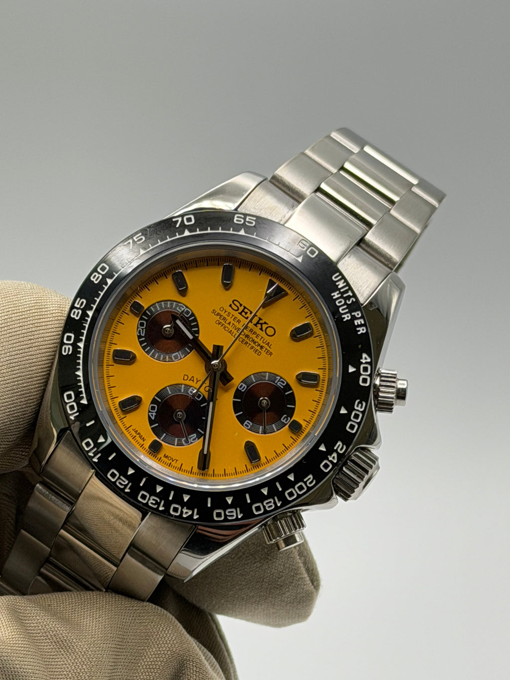 Seiko Daytona Mod Yellow Dial Brown Subdials