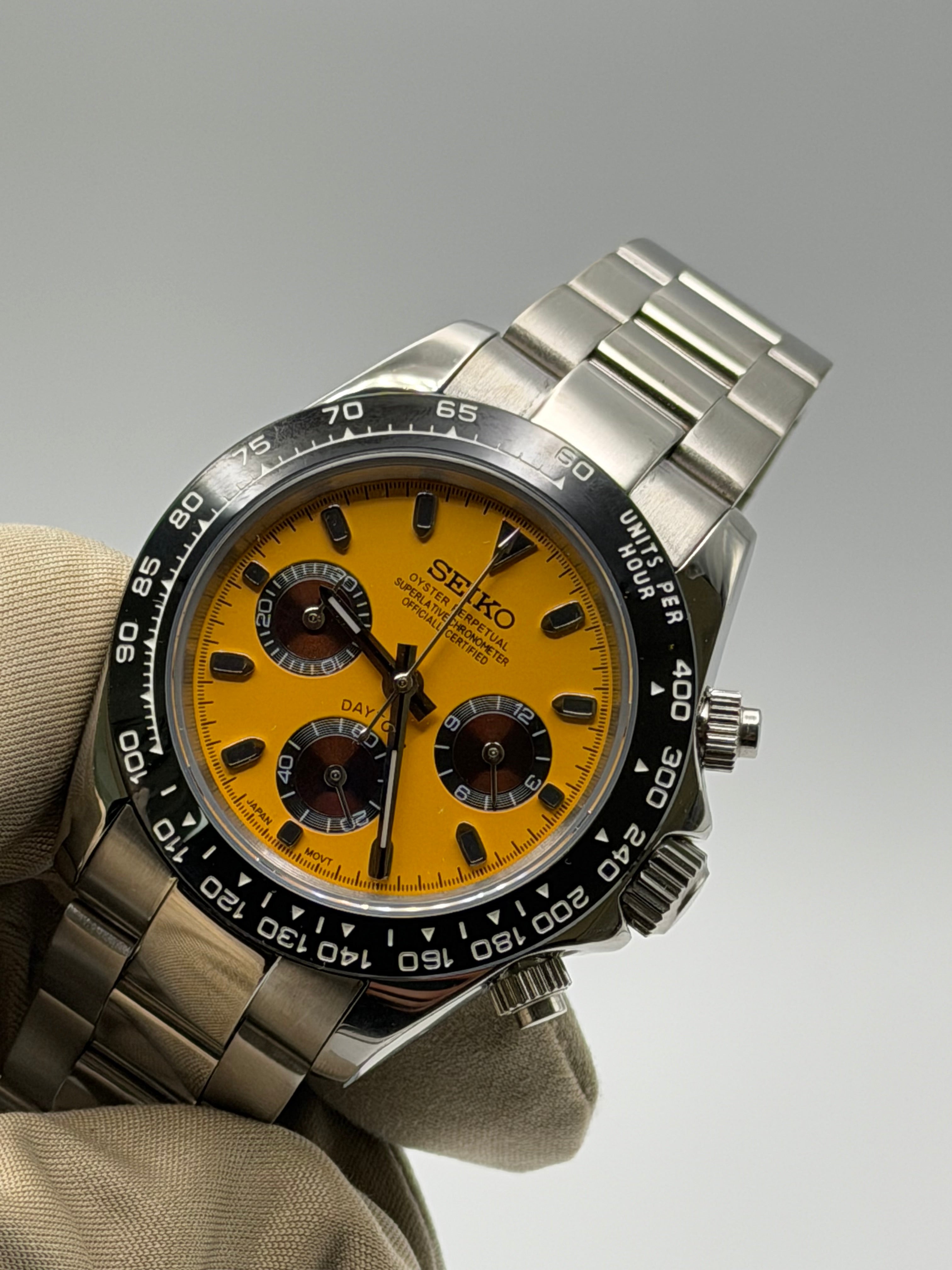 Seiko Daytona Mod Yellow Dial Brown Subdials