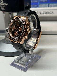 Seiko Daytona Mod Rose Gold Case Black Arabic Dial