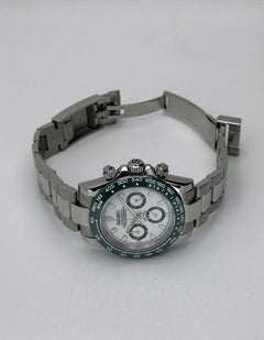 Seiko Daytona Mod Stainless Steel Case White Hulk Dial