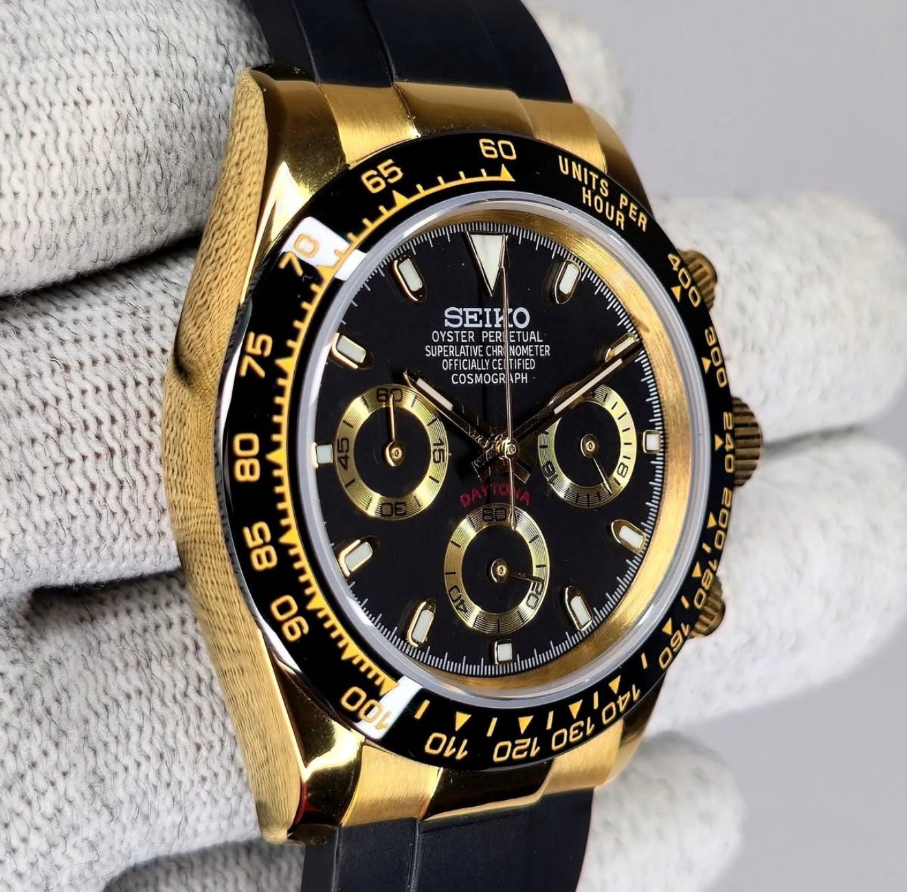 Seiko Daytona Mod Gold Black Dial