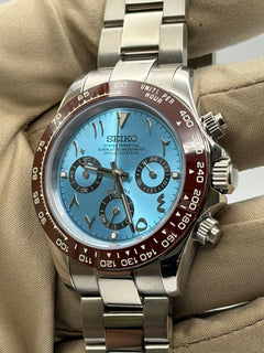 Seiko Daytona Mod Platinum Blue Arabic Dial