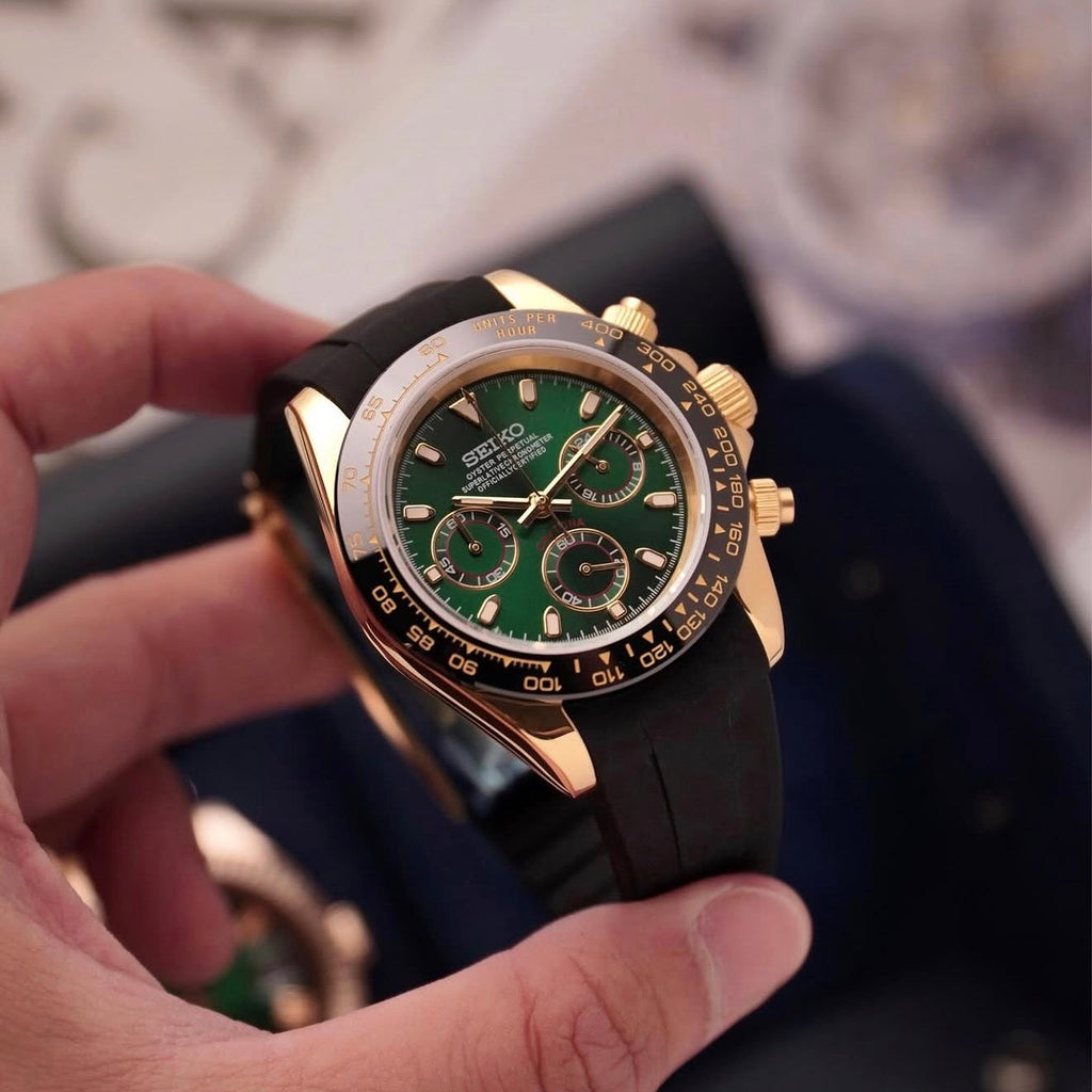 Seiko Daytona Mod Gold Green Dial