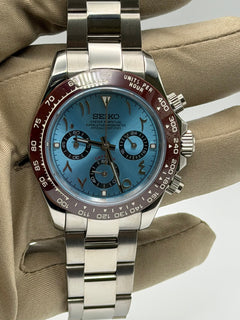 Seiko Daytona Mod Platinum Blue Arabic Dial
