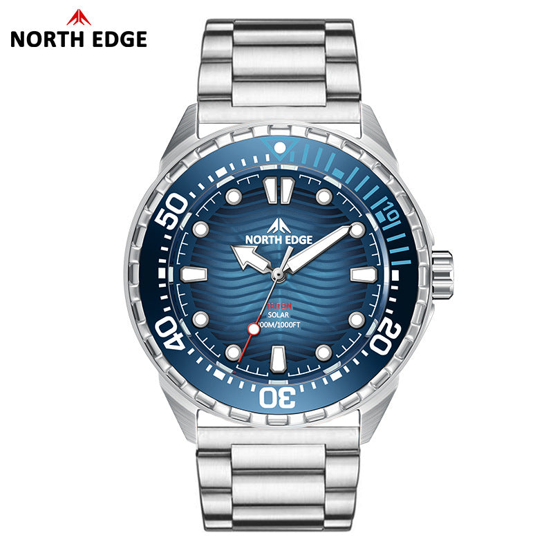 North Edge Stainless Steel Solar Powered Diving Watch