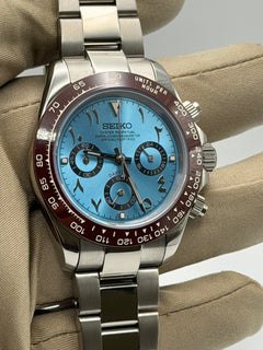 Seiko Daytona Mod Platinum Blue Arabic Dial