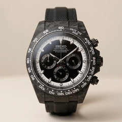 Seiko Daytona Mod Carbon Fibre Case Black and White Dial