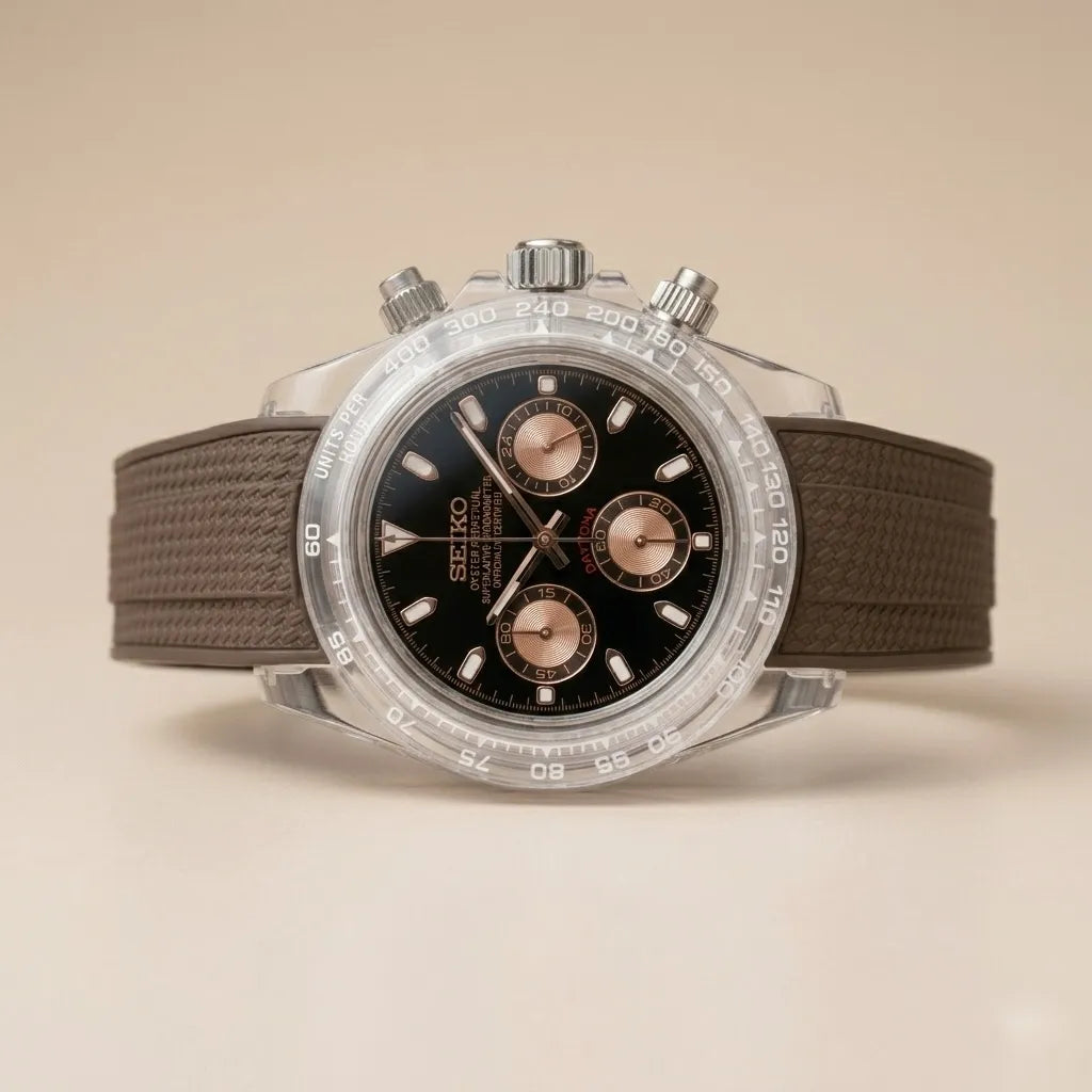 Seiko Daytona Mod Transparent Case Black Dial