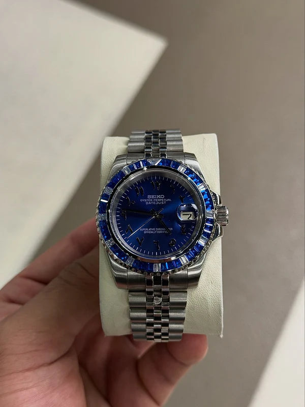 Seiko Mod Datejust Sapphire Blue Diamond Arabic
