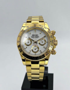Seiko Daytona Mod Gold White Dial