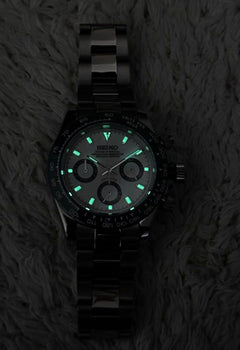 Seiko Daytona Mod Stainless Steel Case White Hulk Dial