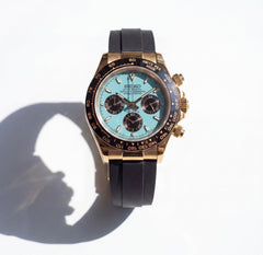 Seiko Daytona Mod Gold Oyster-Flex Bracelet Tiffany Blue Dial