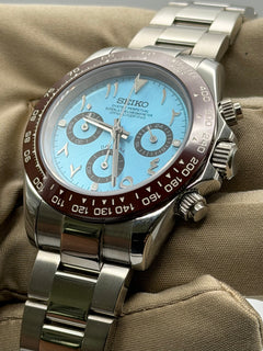 Seiko Daytona Mod Platinum Blue Arabic Dial