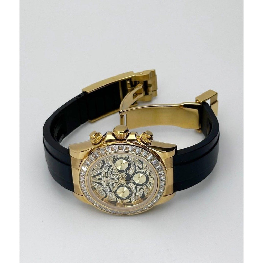 Seiko Daytona Mod Gold Case Eye of the Tiger Dial