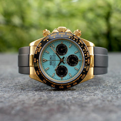 Seiko Daytona Mod Gold Oyster-Flex Bracelet Tiffany Blue Dial