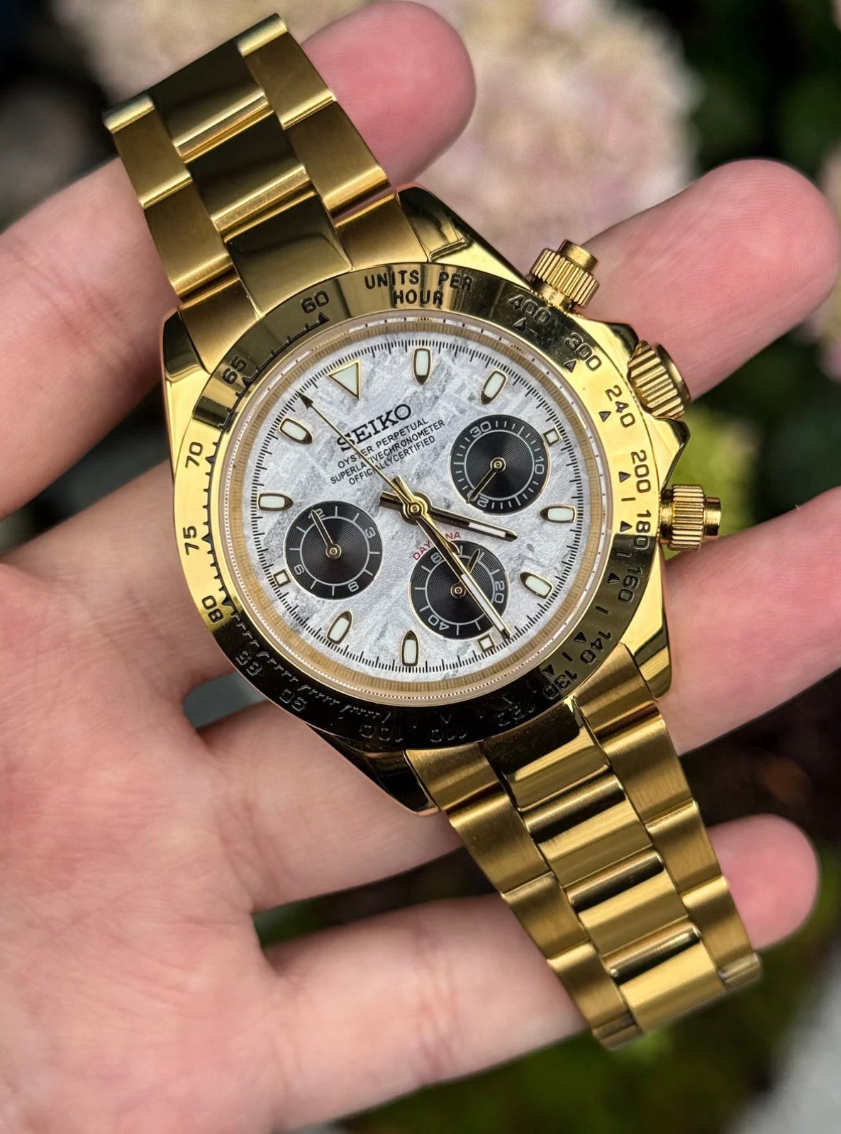 Seiko Daytona Mod Gold Case Meteorite Dial