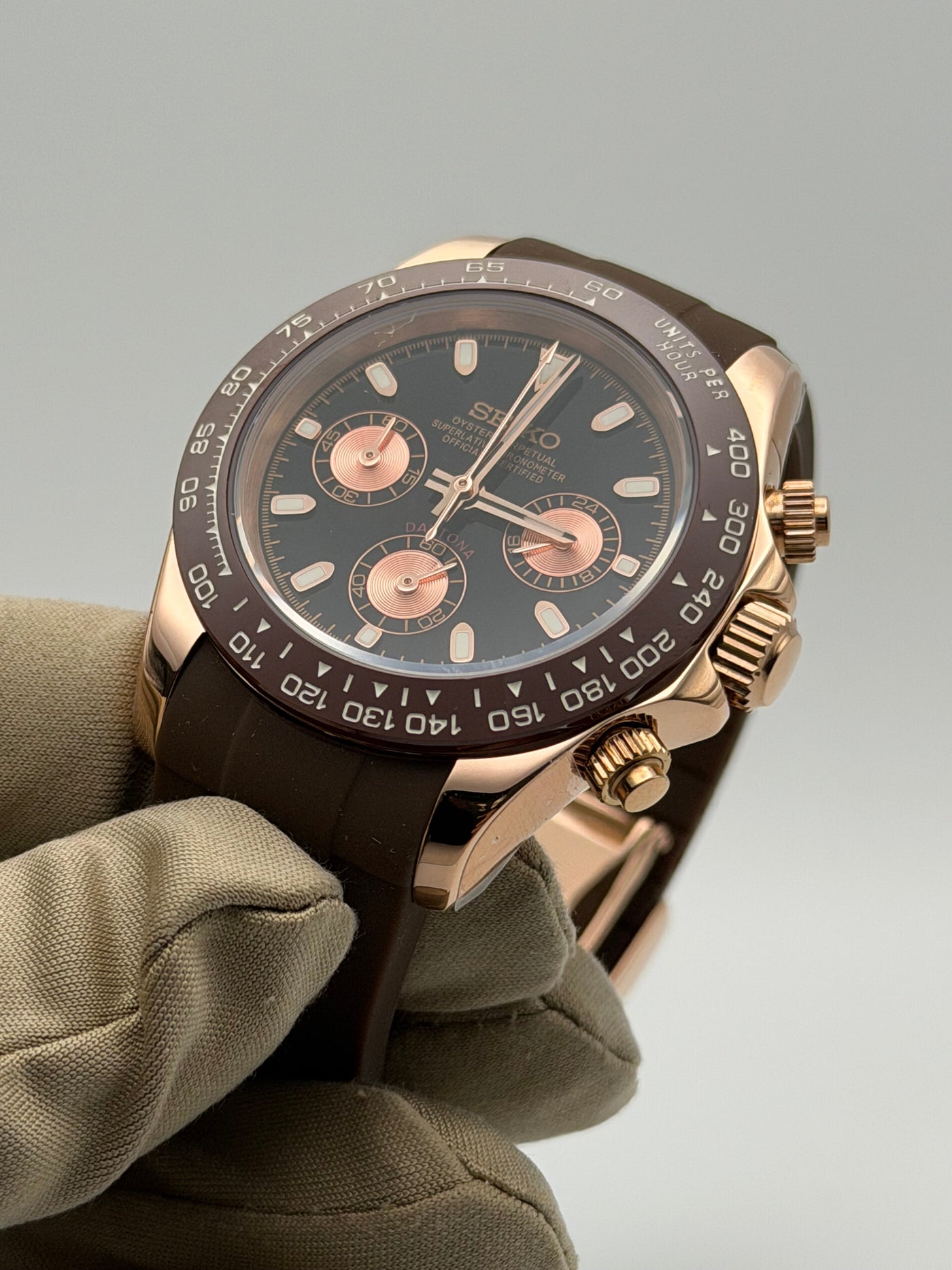 Seiko Daytona Mod Caramel Mocha Black Dial