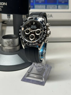 Seiko Daytona Mod Stainless Steel Case Godzilla Black Arabic Dial