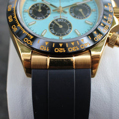 Seiko Daytona Mod Gold Oyster-Flex Bracelet Tiffany Blue Dial