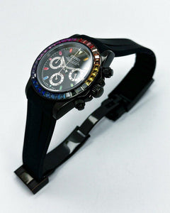 Seiko Daytona Mod Black Case Rainbow Bezel Black Dial