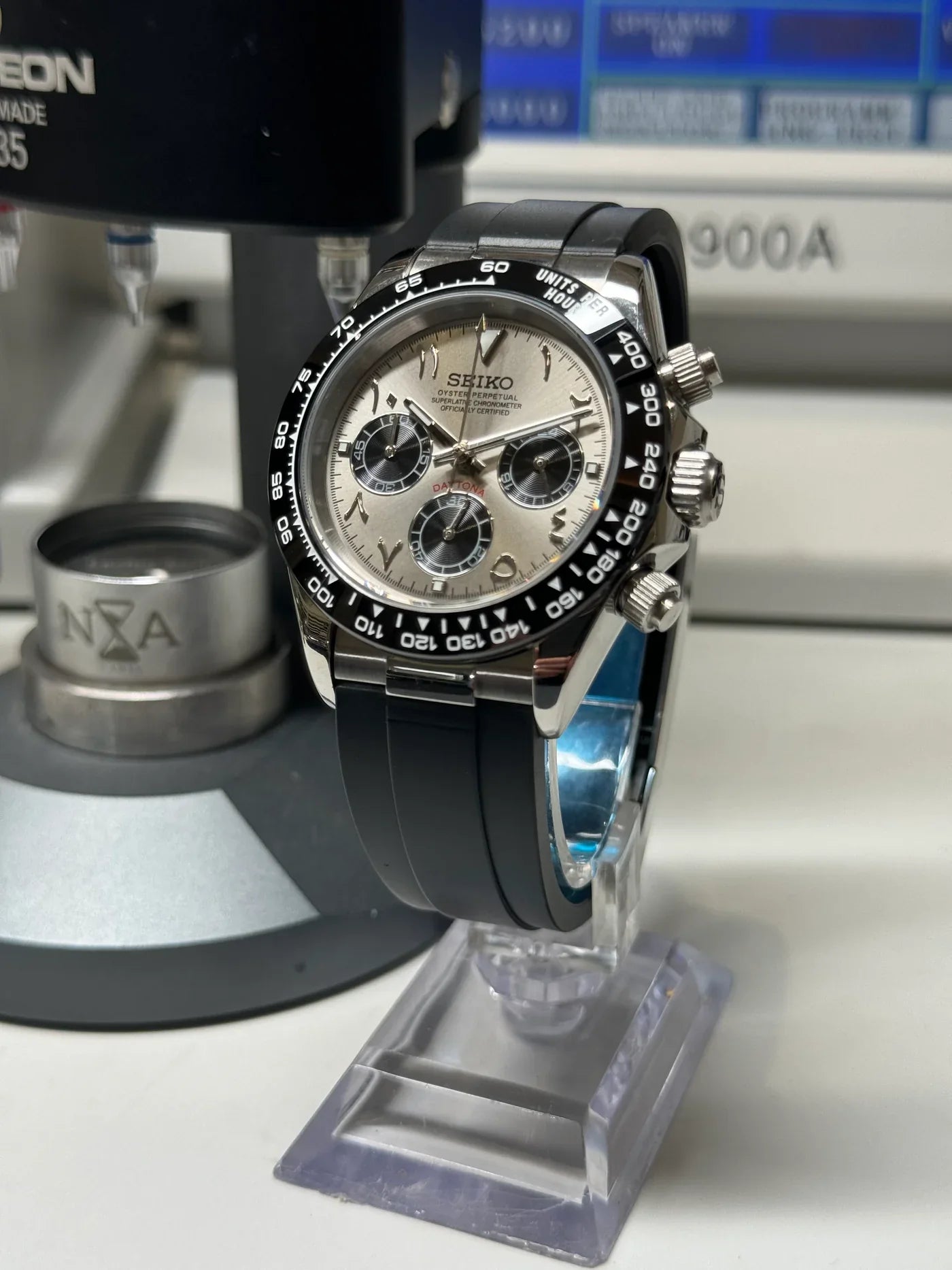 Seiko Daytona Mod Stainless Steel Case Ghost Arabic Dial