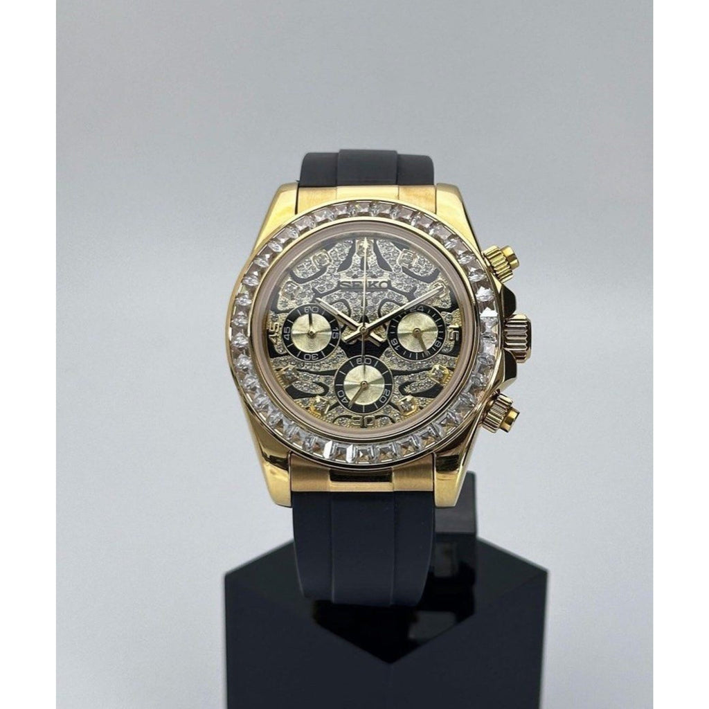 Seiko Daytona Mod Gold Case Eye of the Tiger Dial