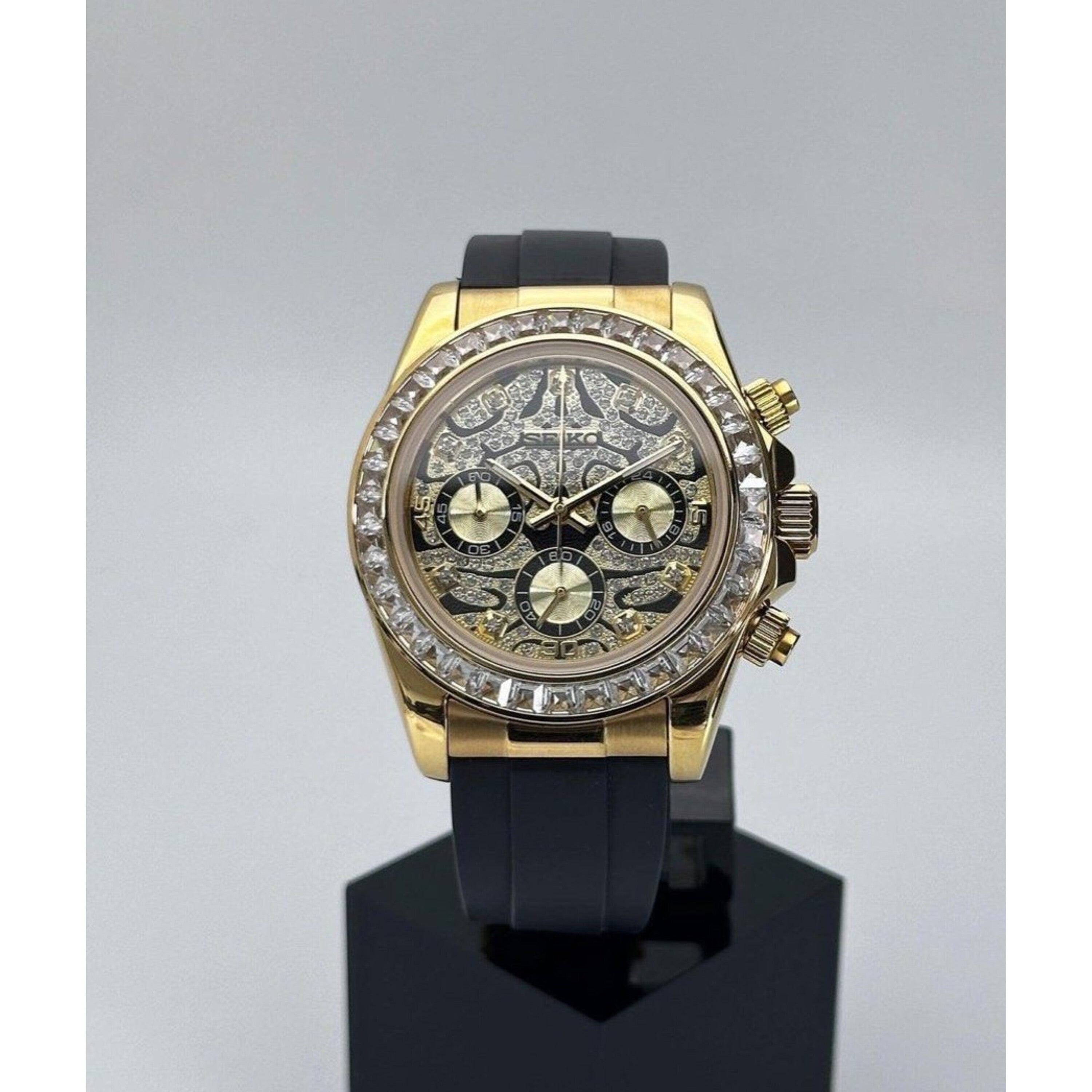 Seiko Daytona Mod Gold Case Eye of the Tiger Dial