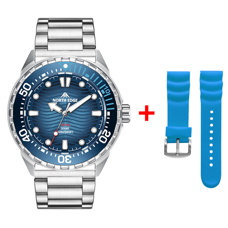 North Edge Stainless Steel Solar Powered Diving Watch