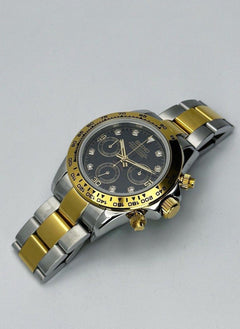 Seiko Daytona Mod Black Dial Diamonds Two-Tone