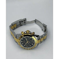 Seiko Daytona Mod Black Dial Diamonds Two-Tone