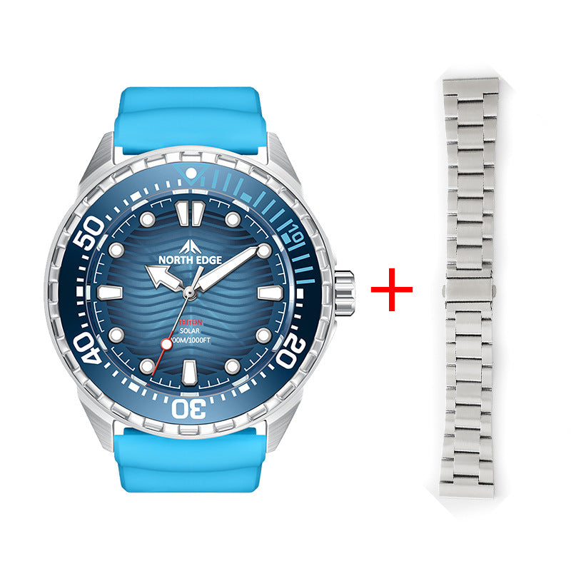 North Edge Stainless Steel Solar Powered Diving Watch