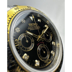 Seiko Daytona Mod Black Dial Diamonds Two-Tone