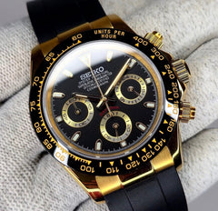 Seiko Daytona Mod Gold Black Dial