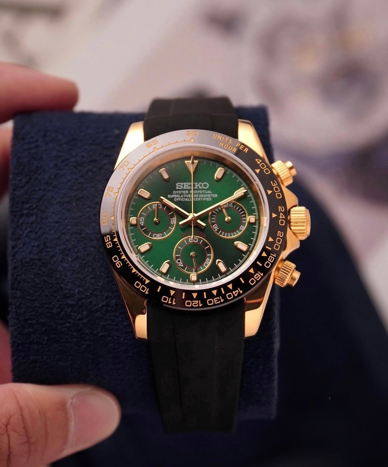 Seiko Daytona Mod Gold Green Dial