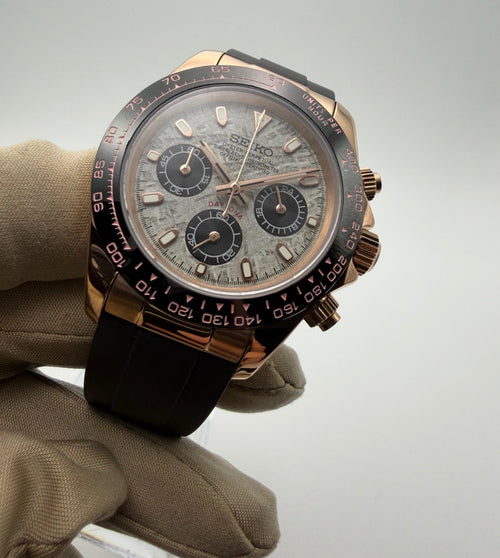 Seiko Daytona Mod Rose Gold Meteorite Dial