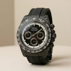 Seiko Daytona Mod Carbon Fibre Case Black and White Dial