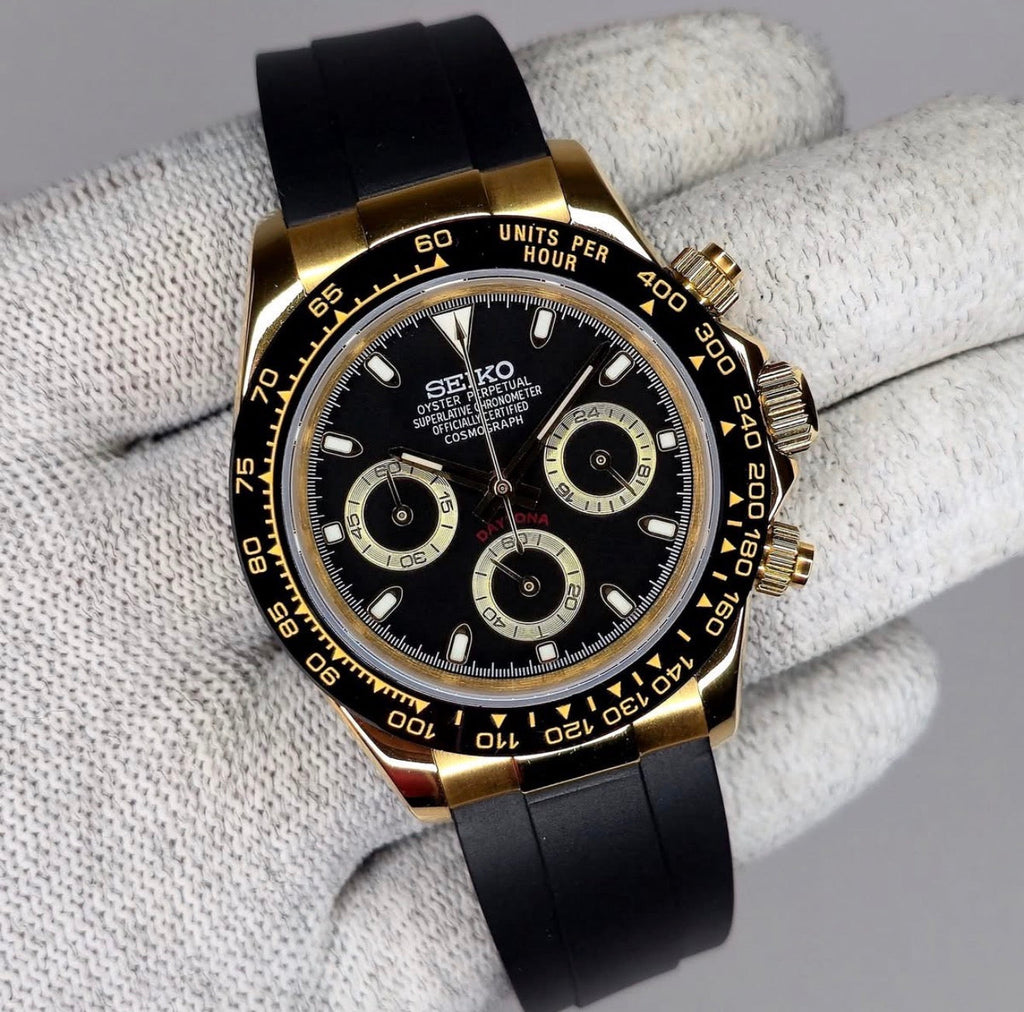 Seiko Daytona Mod Gold Black Dial