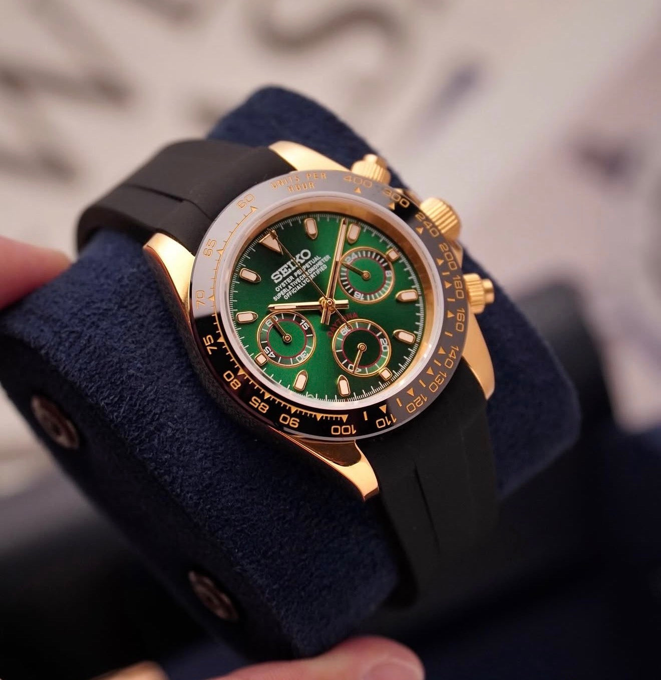 Seiko Daytona Mod Gold Green Dial