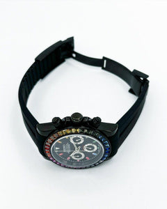 Seiko Daytona Mod Black Case Rainbow Bezel Black Dial