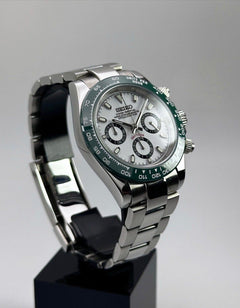 Seiko Daytona Mod Stainless Steel Case White Hulk Dial