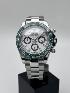 Seiko Daytona Mod Stainless Steel Case White Hulk Dial