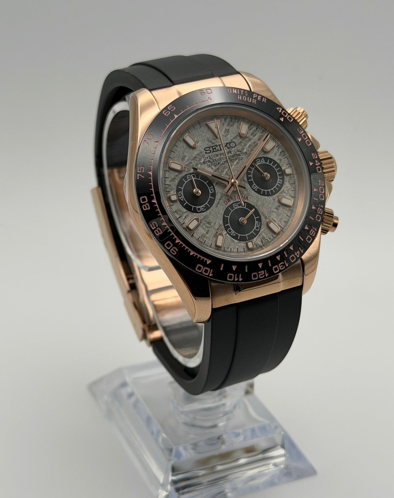 Seiko Daytona Mod Rose Gold Meteorite Dial